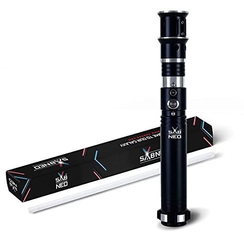 SABNEO Light Saber V7 Changeable Colors - Smooth Swing and Sound Dueling Light Sabers RGB - 10 Sound Effects - Black