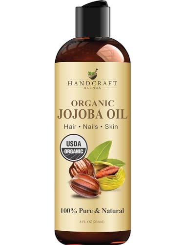 Handcraft Blends USDA Organic Jojoba Oil - 8 Fl Oz - 100% Pure and Natural - Premium Grade Oil for Face, Body and Hair - Anti-Aging Oil - Cold-Pressed and Hexane-Free - Packaging May Vary - 8 Fl Oz (Pack of 1)