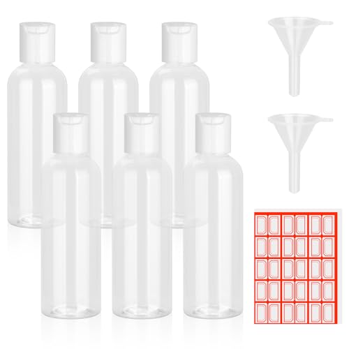 6 Pack 3.4 oz Travel Bottles for Toiletries-TSA Approved Travel Bottles Leakproof Plastic Empty Travel Size Bottles Containers,Squeezable Empty Plastic Toiletry Bottles Small Travel Essentials(Clear)