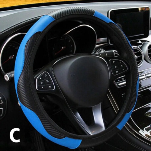 15" Faux Leather Steering Wheel Wrap - Blue