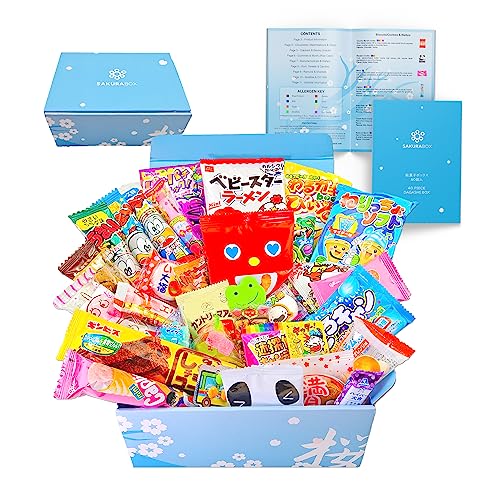 Sakura Box Japanese Candy & Snacks 40 Piece Dagashi Set Food Gift