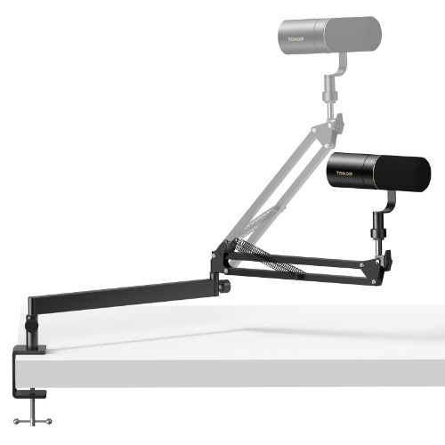 TONOR Micrófono Boom Arm, Brazo de Mic de bajo perfil, Soporte de Miro para Podcastin, Streaming, Totalmente ajustable 360 ° Giratorio 90 ° Plegable para HyperX Blue Yeti Shure Rode Razer T20LP - T20LP