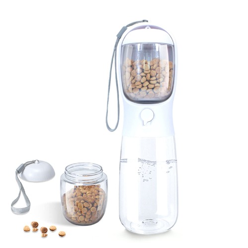 AVELORA Dog Water Bottle,Portable pet Water Bottle with Food Container,Outdoor Portable Water Dispenser for Cat,Rabbit,Puppy and Other Pets for Walking,Hiking,Travel(19oz) - 19oz White