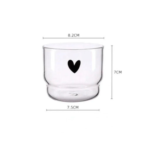 300ml Black Heart Smiley Face Glass Coffee Cup Heat Resistant Mug - Love / 301-400ml