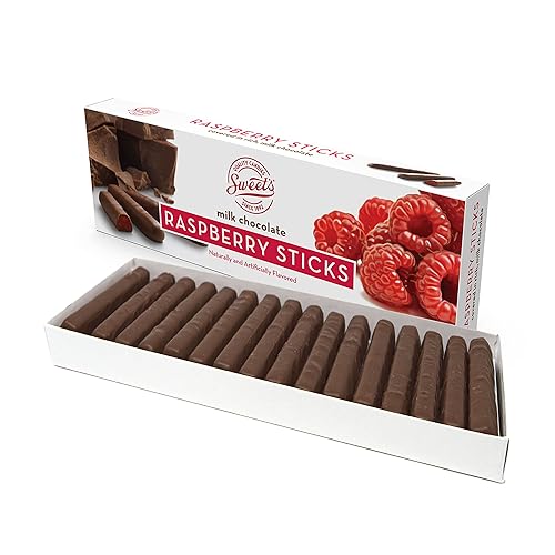 Sweet Candy Company Milk Chocolate Raspberry Sticks - Gourmet Chocolate Covered Sticks, Chocolate Fruit Flavored Sticks, Gift Idea for Holidays, Gluten Free, Kosher - 10.5 oz Box - Raspberry - 10 Ounce (Pack of 1)
