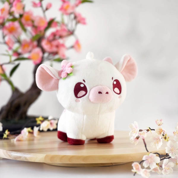 CHERRY the Cherry Blossom Cow Plushie - Sakura, Pink Aesthetic, Farm Animal, Pet Accessories, Cute, Kawaii, Anime, Gamer Girl, Valentines