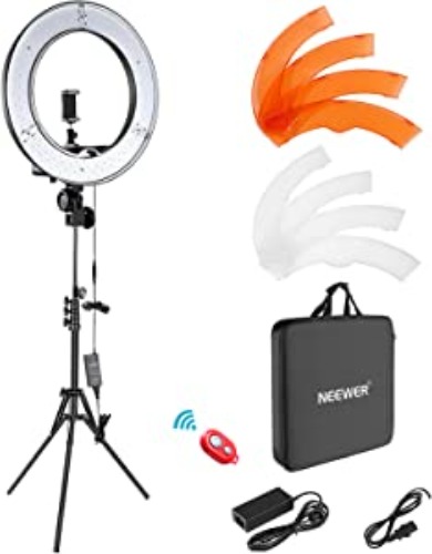 Neewer Ring Light Kit:18"/48cm Outer 55W 5500K Dimmable LED Ring Light, Light Stand, Carrying Bag for Camera,Smartphone,YouTube,TikTok,Self-Portrait Shooting, Black, Model:10100416