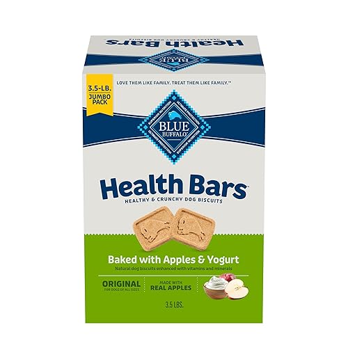 Blue Buffalo Health Bars Crunchy Dog Biscuits, Oven-Baked With Natural Ingredients, Apples & Yogurt, 3.5 lb Box - Apple & Yogurt - 3.5 Pound (Pack of 1)