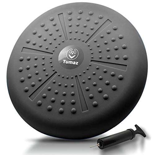Tumaz Wobble Cushion - Wiggle Seat to Improve Sitting Posture & Stay Focused for Sensory Kids, Balance Disc to Relief Back Pain & Core Strength & Flexible Seating [Extra Thick, Pump Included] - 13. Black