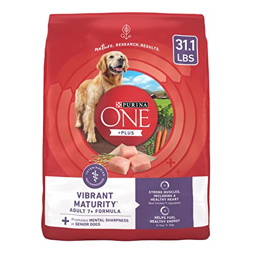 Purina ONE High Protein Dry Senior Dog Food Plus Vibrant Maturity Adult 7 Plus Formula - 31.1 lb. Bag - Dry Food - Chicken - 31.1 Pound (Pack of 1)