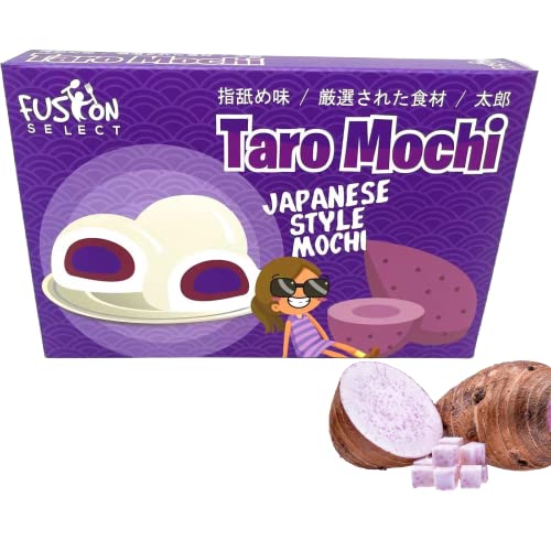 Fusion Select Mochi Daifuku Snacks - Traditional Japanese Rice Cakes with Filling - Flavored Asian Sweet Desserts for Family - Chewy and Soft Texture (Taro) - Taro