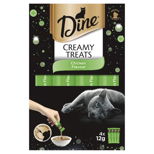 DINE Creamy Treats Cat Treats, Chicken Flavour, 32 x 12g Sachets (32 Sachets)