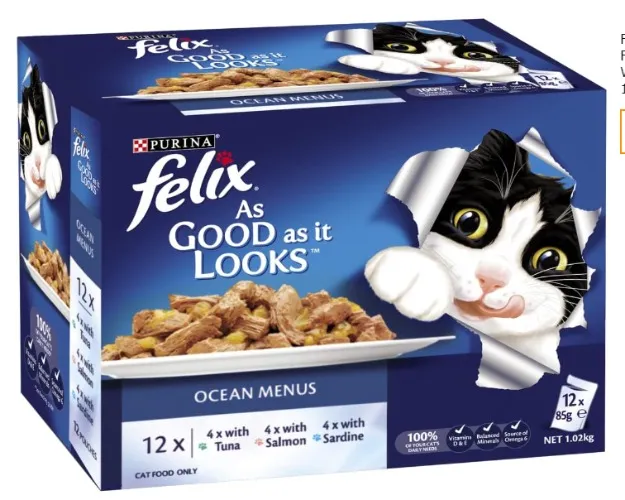 3x12 Packs Felix Variety wet food in Jelly 85g Cat Food
