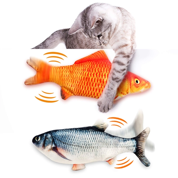 FAYOGOO Floppy Fish Cat Toy, Interactive Cat Toy, Realistic Flopping Fish Cat Toy, Catnip Cat Toys, Automatic Cat Toy for Indoor Cats, Plush Cat Chew Toy, Electronic Cat Kicker Toys for Kitty