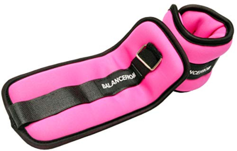 BalanceFrom Fully Adjustable Ankle Wrist Arm Leg Weights - 1 lbs each (2-lb pair), Pink