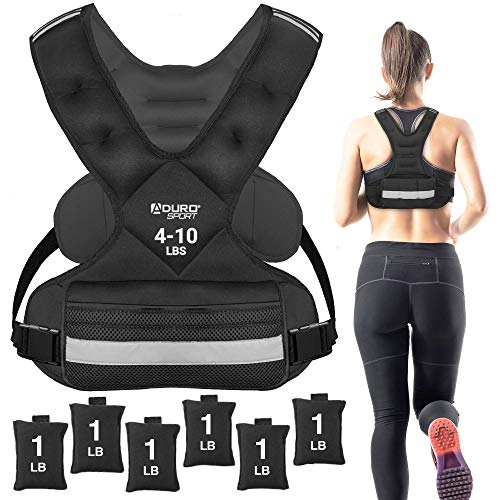 Aduro Sport Adjustable Weighted Vest Workout Equipment, 4-10lbs/11-20lbs/20-32lbs/26-46lbs Body Weight Vest for Men, Women, Kids - 4-10 Pounds (1.81KG-4.53KG)