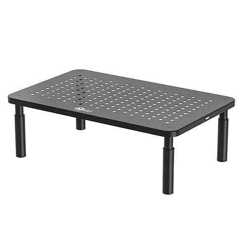 WALI Computer Monitor Stand for Desk, Adjustable Laptop Riser, Desk Monitor Stand Underneath Storage for Office, Home, School Supplies (STT003), 1 Pack, Black - 1 Pack
