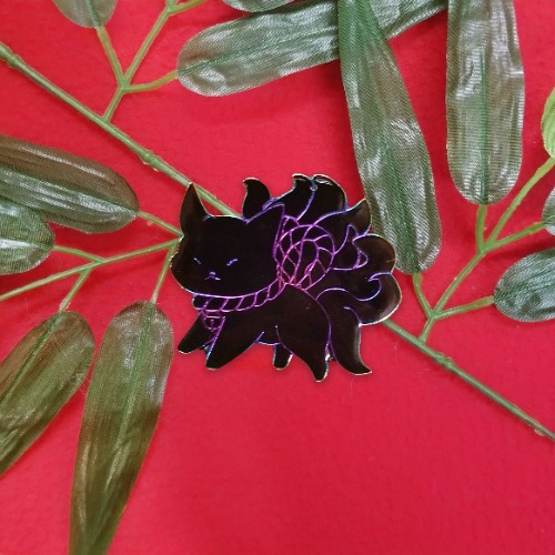 Mystical Creatures Enamel Pins - Black Kitsune - Grade A
