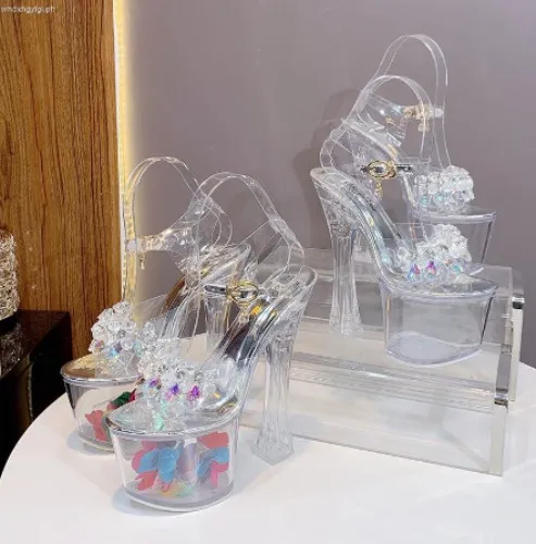 7in Transparent Crystal High Heels