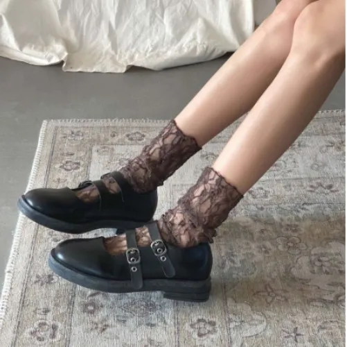 4 Pairs Lace Mesh Socks