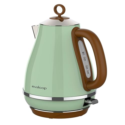 Evoloop 1.7L Electric Kettles, BPA Free Tea Kettle, Hot Water Boiler Heater, Stainless Steel Teapot, Auto Shut-Off & Boil-Dry Protection, 120V/1500W - Green