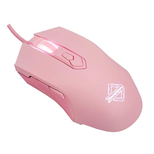 Lomiluskr AJ52 Gaming Mouse Wired, 7 Programmable Buttons, Computer Mice with RGB LED Backlit, 200-4800 DPI Adjustable,for Windows/Mac OS/Linux (Pink) - Pink