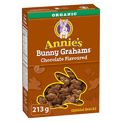 ANNIE'S Chocolate Graham Cookies Snacks, Organic, No Artificial Flavours, No Synthetic Colours, 213 Grams Package of Bunny Shaped Cookies, Chocolate