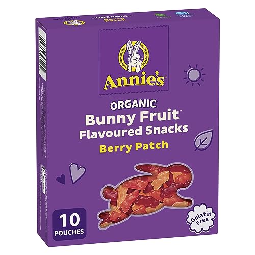ANNIE'S - FAMILY PACK SIZE - Organic Fruit Flavoured Snacks Berry, Pack of 10 Pouches, Natural Strawberry, Cherry and Raspberry Flavours, No Synthetic Colours, Gelatin Free, Gluten Free, Vegan, Snacks
