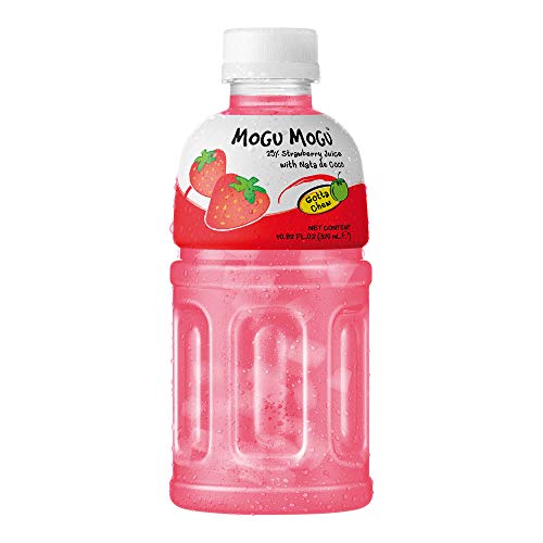 Mogu Mogu Strawberry NATA De Coco Juice, 10.82 Fl Oz (6 Bottles)