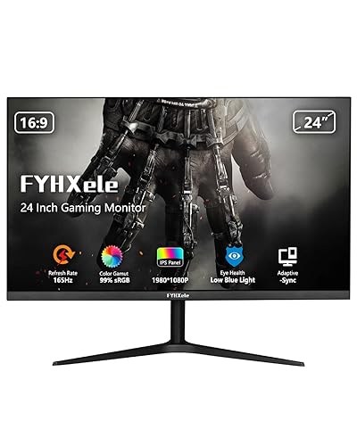FYHXele Gaming Monitor, Computer Monitor 24 Inch 165Hz, Support 144Hz 1ms IPS 1920x1080P, 2xHDMI 1xDP, Built-in Speakers, Adaptive Sync, VESA - 24inch-1K-165Hz - 165Hz