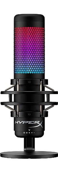 HyperX QuadCast S – RGB USB Condenser Microphone for PC, PS4, PS5 and Mac, Anti-Vibration Shock Mount, 4 Polar Patterns, Pop Filter, Gain Control, Gaming, Streaming, Podcasts, Twitch, YouTube, Discord