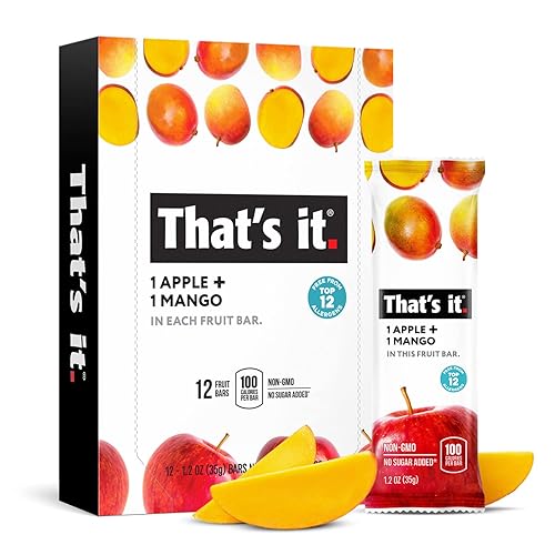 That's it. Apple + Mango 100% Natural Real Fruit Bar, Best High Fiber Vegan, Gluten Free Healthy Snack, Paleo for Children & Adults, Non GMO No Sugar Added, No Preservatives Energy Food (12 Pack) - Mango - 12 Count (Pack of 1)