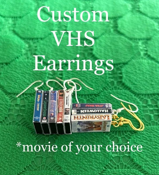 Custom VHS earrings