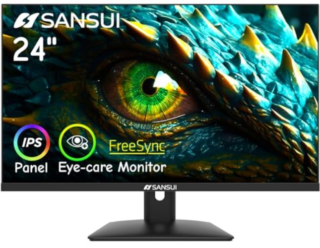 SANSUI Computer Monitor 24 inch IPS Eye Care 1080P Display HDMI,VGA Ports with 178° Viewing Angle/Frame-Less/Tilt/VESA Compatible for Office and Home(ES-24X5AL) - 24" IPS丨Eye-Care Monitor