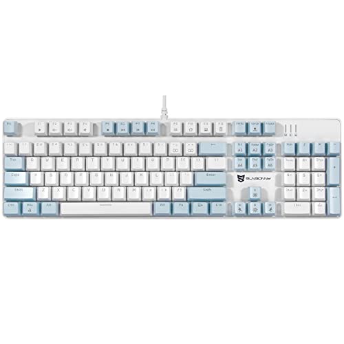 Merdia Mechanical Keyboard Gaming Keyboard | Brown Switch Blue & White Backlit Keyboard | 104 Keys US Layout | Wired Gaming Keyboard | Hot Swappable Mechanical Keyboard | PC Gaming Keyboards - Brown Switch Blue & White