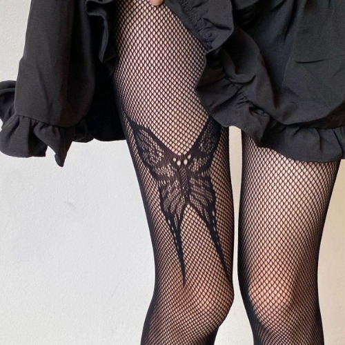 Fishnet Tights Stockings Goth - black / One-code opp