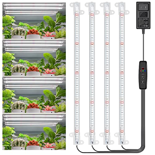 LED Plant Grow Light Strips, 36W 240 LEDs Full Spectrum Grow Lights for Indoor Plants with Auto ON/Off 3/9/12H Timer, 10 Dimmable Levels, 3 Switch Modes Growing Lamp for Seed Starting, Hydroponics - White Light - 1 Count (Pack of 1)