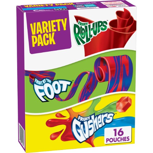 Fruit Roll-Ups, Fruit by the Foot, Gushers, Snacks Variety Pack, 16 ct
