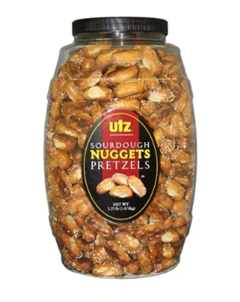 Utz Sourdough Nuggets Pretzels – 52 oz. Barrel – Bite-Size Pretzels with Classic Sourdough Flavor, Perfectly Salted with Zero Cholesterol per Serving