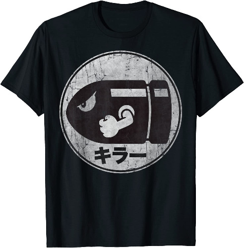 Super Mario Bullet Bill Distressed Kanji Logo T-Shirt