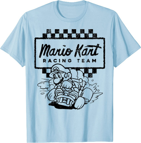 Mario Kart Racing Team Outlined Mario Drift Graphic T-Shirt T-Shirt
