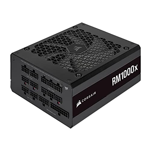 Corsair RM1000x 80 PLUS Gold Fully Modular ATX 1000 Watt Power Supply (135 mm Magnetic Levitation Fan, Wide Compatibility, Reliabile Japanese Capacitors, Extremely Fast Wake-from-Sleep) UK - Black - RMx Series - 1000 Watts