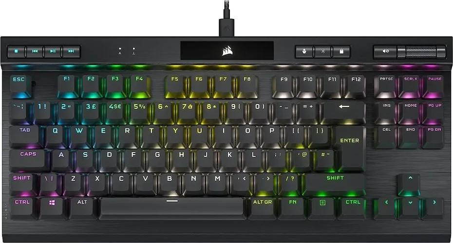 Corsair K70 RGB TKL CHAMPION SERIES Tenkeyless Mechanical Gaming Keyboard (CHERRY MX Red Keyswitches: Linear and Smooth, PBT Double-Shot Keycaps, Per-Key RGB LED Backlighting) QWERTY, Black