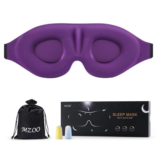 MZOO Sleep Eye Mask for Men Women, 3D Contoured Cup Sleeping Mask & Blindfold, Concave Molded Night Sleep Mask, Block Out Light, Soft Comfort Eye Shade Cover for Travel Yoga Nap, Purple - Purple