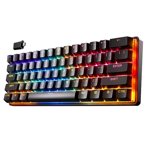 SteelSeries Apex Pro Mini Wireless HyperMagnetic Gaming Keyboard - World's Fastest Keyboard –Compact 60% Form Factor - Adjustable Actuation - RGB – PBT Keycaps- Bluetooth – 2.4GHz - USB-C - Apex Pro mni - Wireless