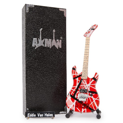 Eddie Van Halen - Miniature Guitar Replica - Music Gifts - Handmade Ornamental 1/4 Scale - Includes a Display Box, Name Tag and Miniature Guitar Stand