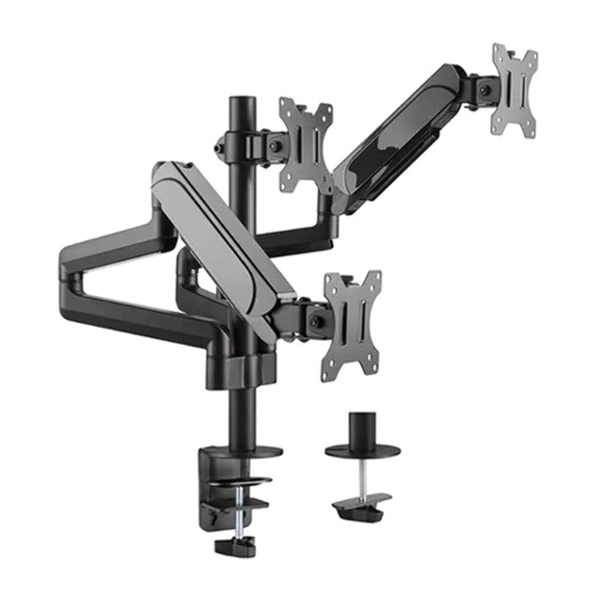 Brateck Triple Monitors Pole-Mounted Gas Spring Monitor Arm Fit Most 17"-27" Monitors Up to 7kg per Screen VESA 75x75/100x100