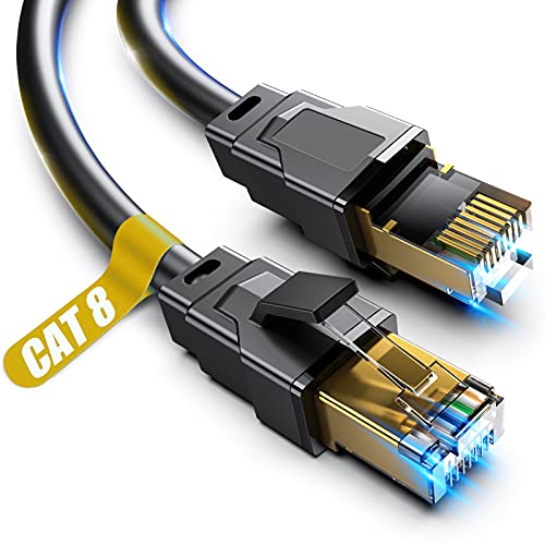 CAT8 Ethernet Cable, 6Ft Heavy Duty High Speed Internet Network Cable, Professional LAN Cable Shielded in Wall, Indoor&Outdoor - 6FT-CAT8
