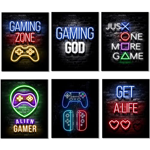 Gamer Room Decor Posters For Boys Room | Gaming Room Decor，Fashion Video Game Wall Art Decor，Gaming Posters For Gamer Room Decor，Gaming Room Decor For Boys Game Room Decor (Unframed, 8x10inch，6pcs) - 8x10inch - Set of 6