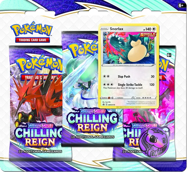 Pokémon | Sword & Shield 6 Chilling Reign: 3-Pack Booster (One at Random) | Card Game | Ages 6+ | 2 Players | 10+ Minutes Playing Time